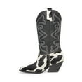 thumbnail image 3 of Steve Madden West Black/White Pull On Pointed Toe Block Heel Western Boots (34, 7), 3 of 9