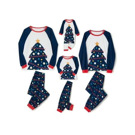 

GuliriFei Matching Family Pajamas Sets Christmas PJ s Tree Print Top and Plaid Pants Jammies Sleepwear