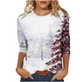 thumbnail image 2 of Lolmot Christmas Tops for Women Dressy Casual Holiday 3/4 Length Sleeve Womens Tops T-Shirts Cute Funny Snowman Christmas Tree Print Pullover Tee Shirts Plus Size Tops, 2 of 5