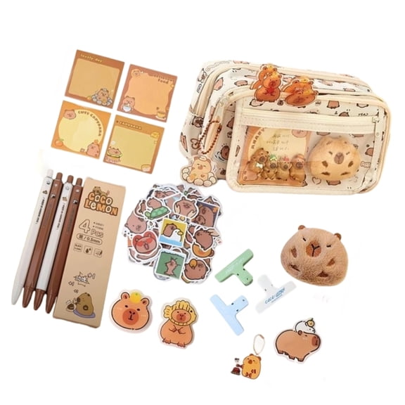 Large Capacity Pencil Case Pencil Holders Cartoon Capybara Pencil Pouch Pencil Bag Multi-layer Pen Bag Gift for Student