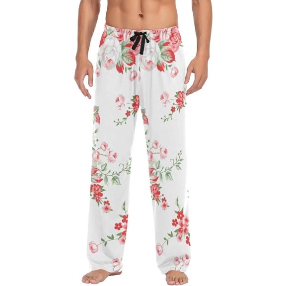 Vivid Roses Ghost Pajama Pants, Men's Lounge Pants Light with Drawstring and Pockets, Christmas New Year Birthday Father's Day Gifts, Medium