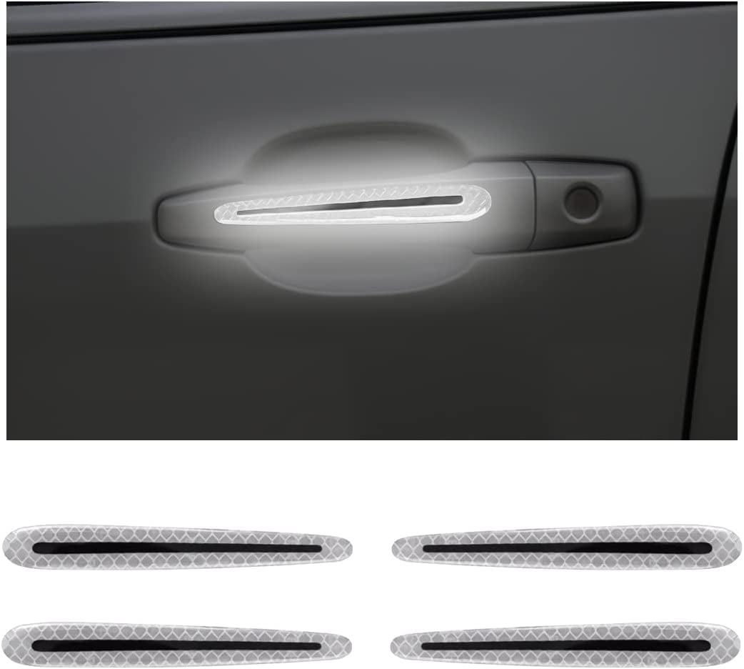 4PCS Car Door Handle Protector Reflective Stickers, 3D Car Door Handle
