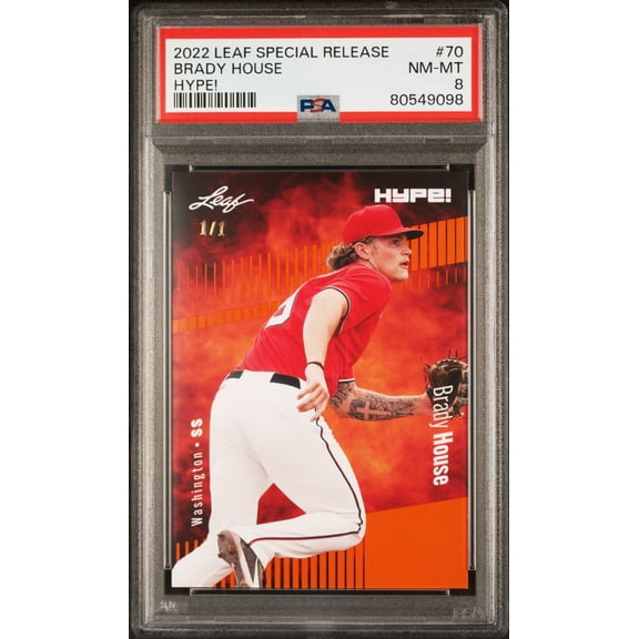 Collectible PSA 8 Brady House 2022 Leaf Hype! #70 Orange Masterpiece 1/1 Rookie Card
