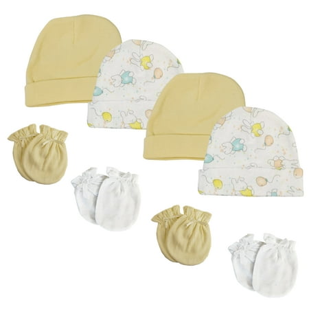 

Baby Boy Baby Girl Unisex Infant Caps and Mittens (Pack of 8)
