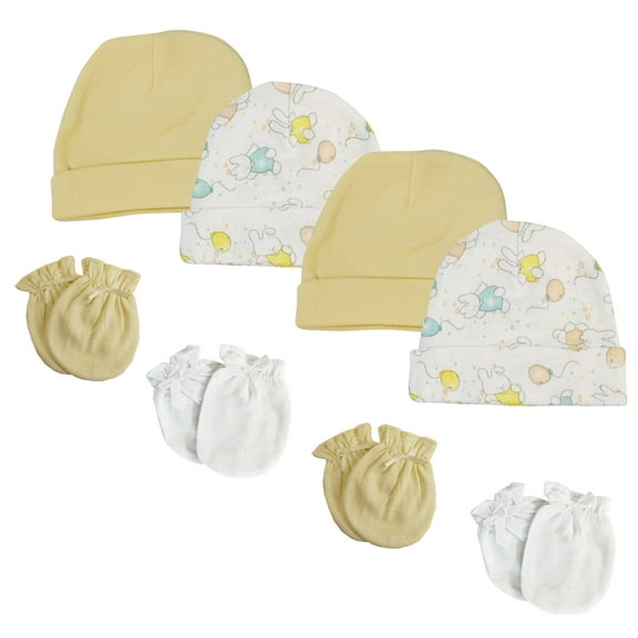 Baby Boy, Baby Girl, Unisex Infant Caps and Mittens (Pack of 8)