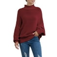 thumbnail image 5 of Seyurigaoka Women Sweater Solid Color Turtleneck Balloon Sleeves Knitwear, 5 of 7