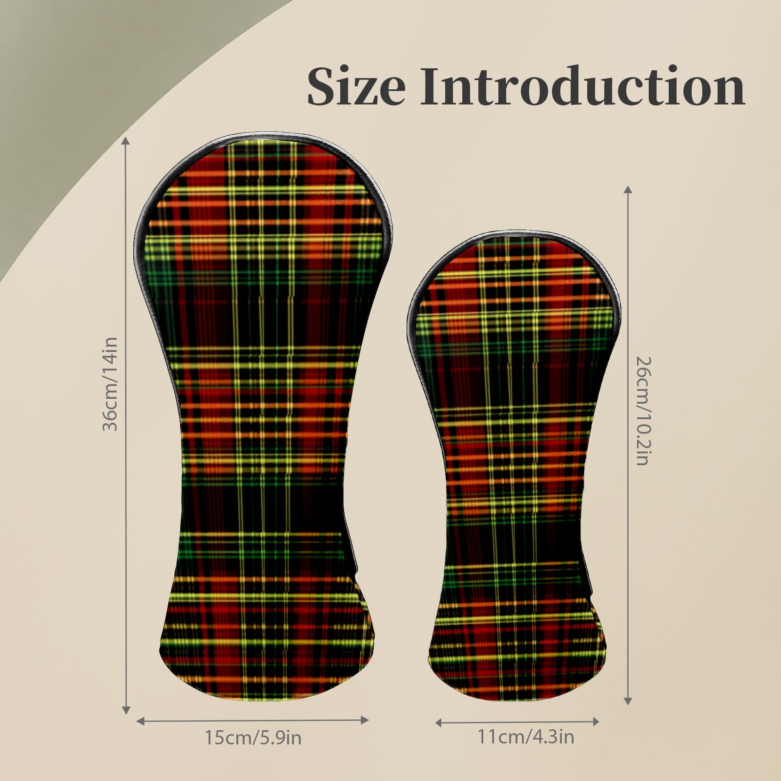 Golf Head Covers for Woods and Driver Waterproof Leather Golf Club Head Covers for Women Men Golf Driver Fairway Wood Headcover Red-Green Plaid Pattern