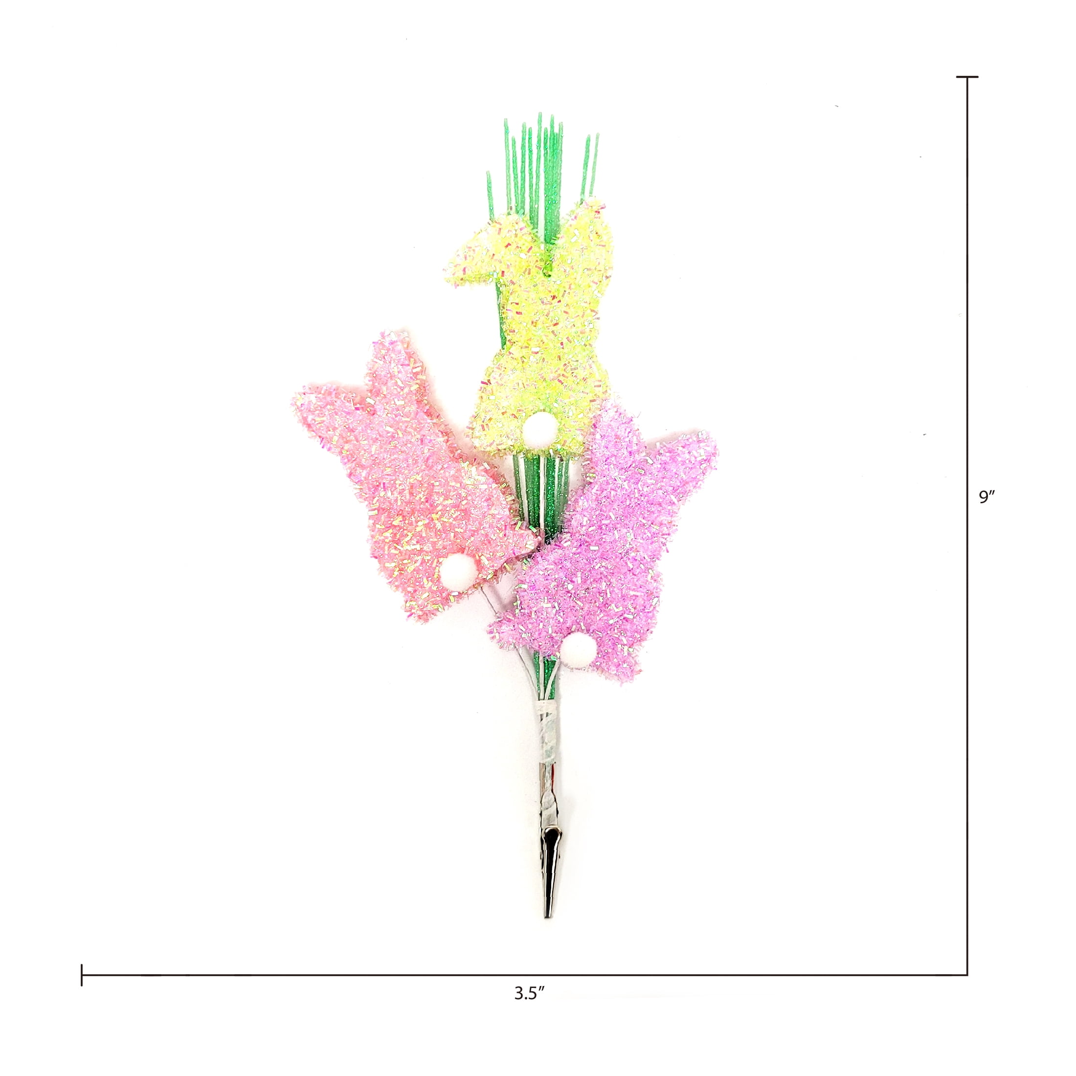 Way To Celebrate Easter Tinsel Bunny Clip with White Pompom Tail Assortment