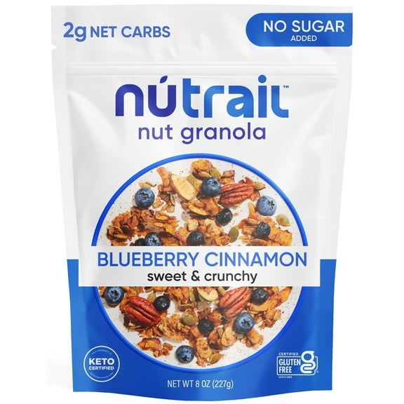 NuTrail Nut Granola Cereal, KEF16 Blueberry Cinnamon, No Sugar Added, Keto, Low Carb, Gluten Free, Grain Free, Healthy Breakfast 8 oz. 1 Count