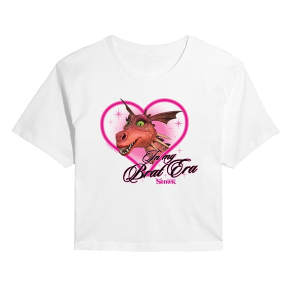 Shrek - In My Brat Era Dragon - Juniors Cropped Graphic T-Shirt