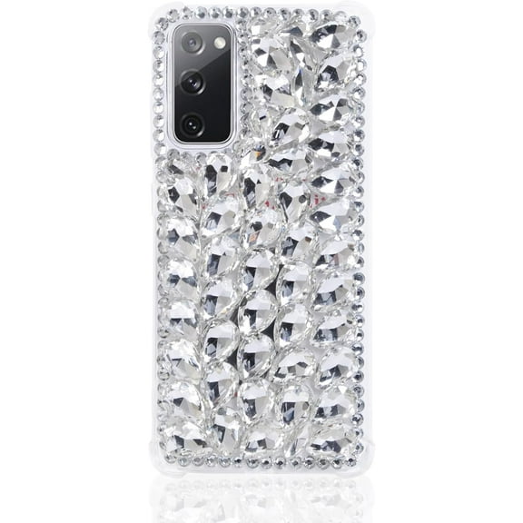 for Samsung Galaxy A71 5G Case,3D Handmade Sparkle Stunning Stones Crystal Diamond Bling Glitter Phone Case for Samsung Galaxy A71 5G 2020(A Full White)