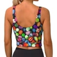 thumbnail image 4 of Uemuo Easter Eggs2 Pattern Women's Sports Bra - High Impact Support, Breathable, and Comfortable Athletic Bra for Running, Yoga, and Workouts, 4 of 9