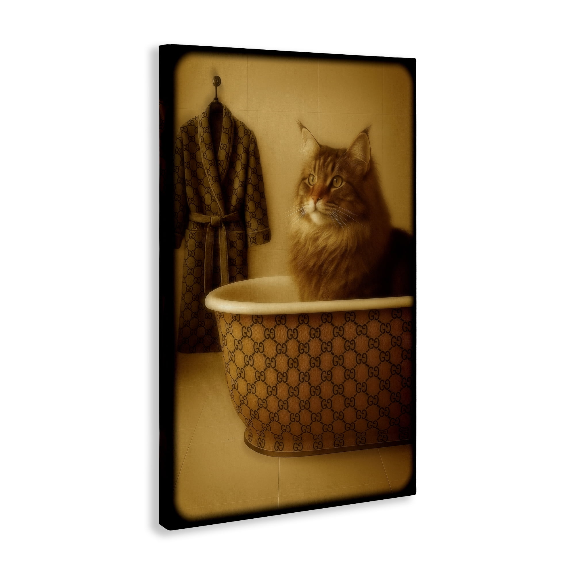 Stupell Industries Couture Main Coon in Luxury Tub Canvas Wall Art, design by Grotto Studios