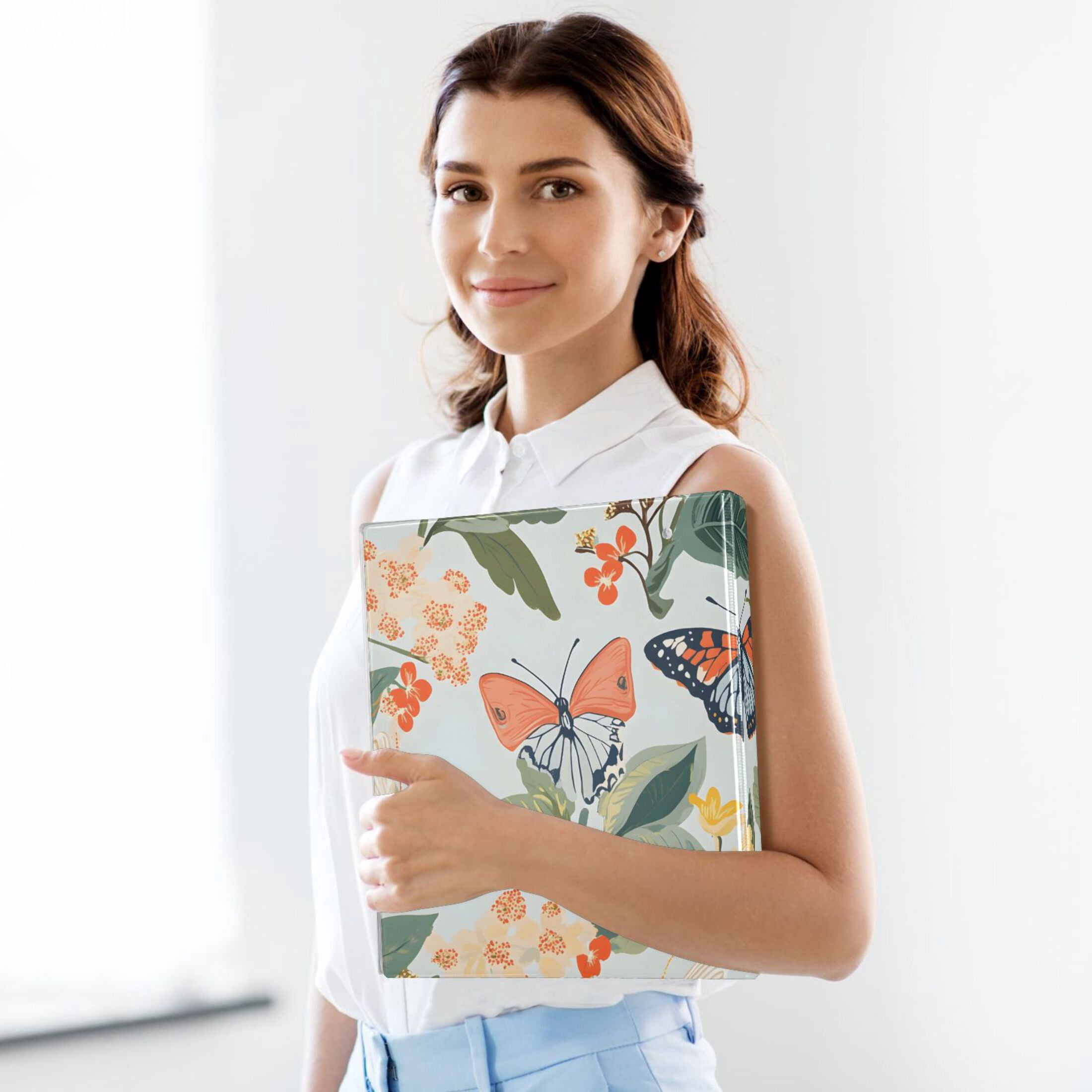 ALAZA Spring Butterflies Floral-a5 Hardcover 3 Ring Binder 1.5" Round Rings Interior Pockets Binders Organizer 1 Pack
