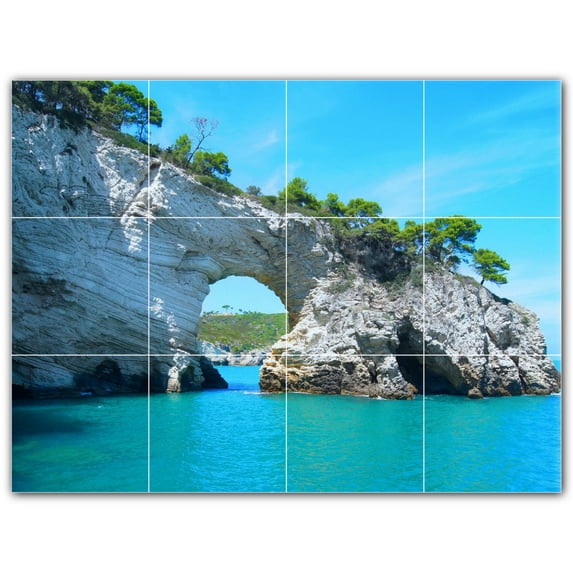 Picture-Tiles.com: Beach Ceramic Tile Wall Mural WAL500092-43S. 17"W x 12.75"H using (12) 4.25" x 4.25" Ceramic Tiles-Satin Finish