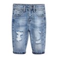 thumbnail image 1 of KIDSCOOL SPACE Infant Jeans,Baby Toddler Elastic Band Inside with D-ring Distressed Soft Denim Pants,Light Blue,2-3 Years, 1 of 5