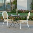 thumbnail image 3 of Emma + Oliver Set of Two Indoor/Outdoor Stacking Thonet Bistro Style Chairs with Natural PE Cane Rattan Seat and White Finished Metal Frame, 3 of 14