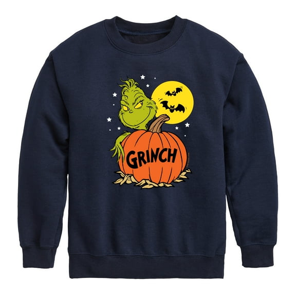 The Grinch - Grinch And Pumpkin - Toddler & Youth Crewneck Fleece Sweatshirt