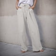 thumbnail image 5 of YFELWZ Womens Casual Pants Elastic Waist Solid Color Tether Loose Yoga Trousers, 5 of 5