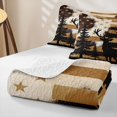 thumbnail image 4 of Manfei Vintage Deer Quilt King, Cottage US Flag King Coverlet Set, Dark Brown, Black Reversible, 3pcs, 1 Bedspread and 2 Pillowcases, 4 of 7