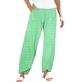 thumbnail image 2 of Women's Casual Pants Striped Linen Pants For Women Summer Casual Wide Leg Pants With Pockets Comfy Cropped Palazzo Pants,Green Women's Casual Pants XL, 2 of 5