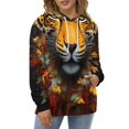 thumbnail image 4 of Tiger Face with Autumn Leaves Men's Women Vintage 3D Hooded Sweatshirt - All-Season Loose Fit Streetwear, 4 of 6