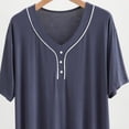 thumbnail image 4 of Miluxas Men's Modal Short Sleeve Nightshirt, V-Neck Button Detail Sleep Shirt, Ultra-Soft Loungewear Nightgown with Side Slits for Men Dark Gray XL(XL), 4 of 5