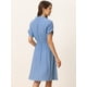 thumbnail image 4 of Vestido camisero estilo Safari Allegra K Azul XL con Bolsillo en la cintura, 4 of 6