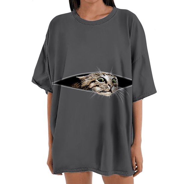 Blusa informal de manga corta con estampado de animales y manga corta para mujer Fridja gope3431
