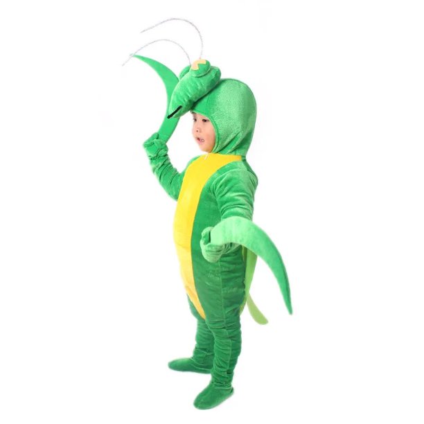 Pijama de terciopelo dorado para niños y adultos, traje de Cosplay de Halloween, Mantis de oración, Animal, insecto, vestido de lujo