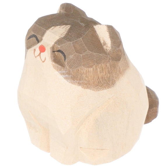 FELTECHELECTR Artistic Wooden Cat Ornaments Multi Color for Creative Home Decoration