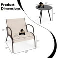 thumbnail image 3 of Gymax Ensemble de 3 Pcs de Chaises de Patio avec Siège en Tissu Courbé, Table Basse Ronde pour Cour Arrière, 3 of 8