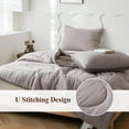 thumbnail image 5 of Simple&Opulence 100% Cotton Muslin Comforter Set Queen Size 88x92”, 3PCS Gauze Comforter for Queen Bed, Soft Lightweight All Seasons Bedding Sets with 2 Pillowcases(Grey-Brown,Queen), 5 of 6