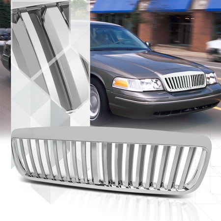 - Glossy Chrome ABS Vertical Bar Billet Grille/Grill for 98-11 Ford Crown Victoria 99 00 01 02 03 04 05 06 07 08 09 10