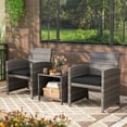 thumbnail image 2 of Gymax 3 Pieces Patio Furniture Set PE Rattan Chairs Set w/ Storage Coffee Table Black, 2 of 10