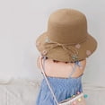 thumbnail image 5 of Conjunto de sombrero y bolso de paja para niñas, sombreros de fiesta de té para niñas, bolsos, gorras de vestir, bolsas, regalo para cumpleaños, verano, viajes en la playa, 5 of 5