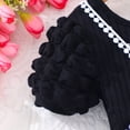 thumbnail image 6 of GYRATEDREAM Toddler Baby Girl Romper Jumpsuit Kids Crewneck Short Puff Sleeve Cross Back Pit Strip Onesie with Bag Spring Summer Outfit Clothes Black for 2-7Y, 6 of 8