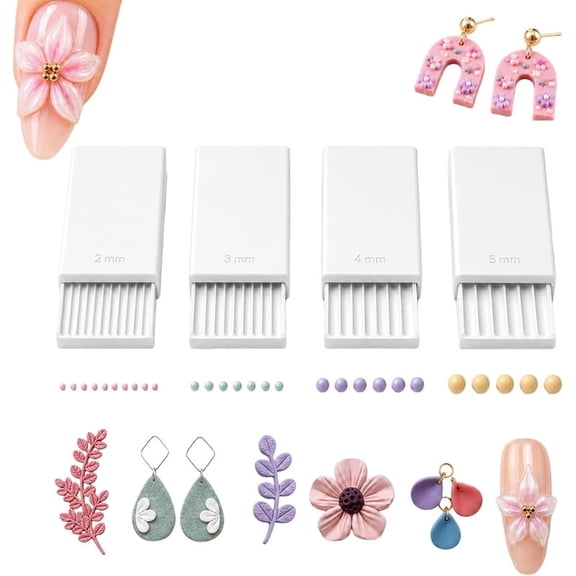 3D Print Clay Gel Ball Maker Tool, Nail Art Bead Roller for 3D Gel Flowers | With 2mm 3mm 4mm 5mm Grooves, Sphere Shaping Mold for Nail Art Gel Flowers, Earrings, Jewelry and Miniature DIY Craf