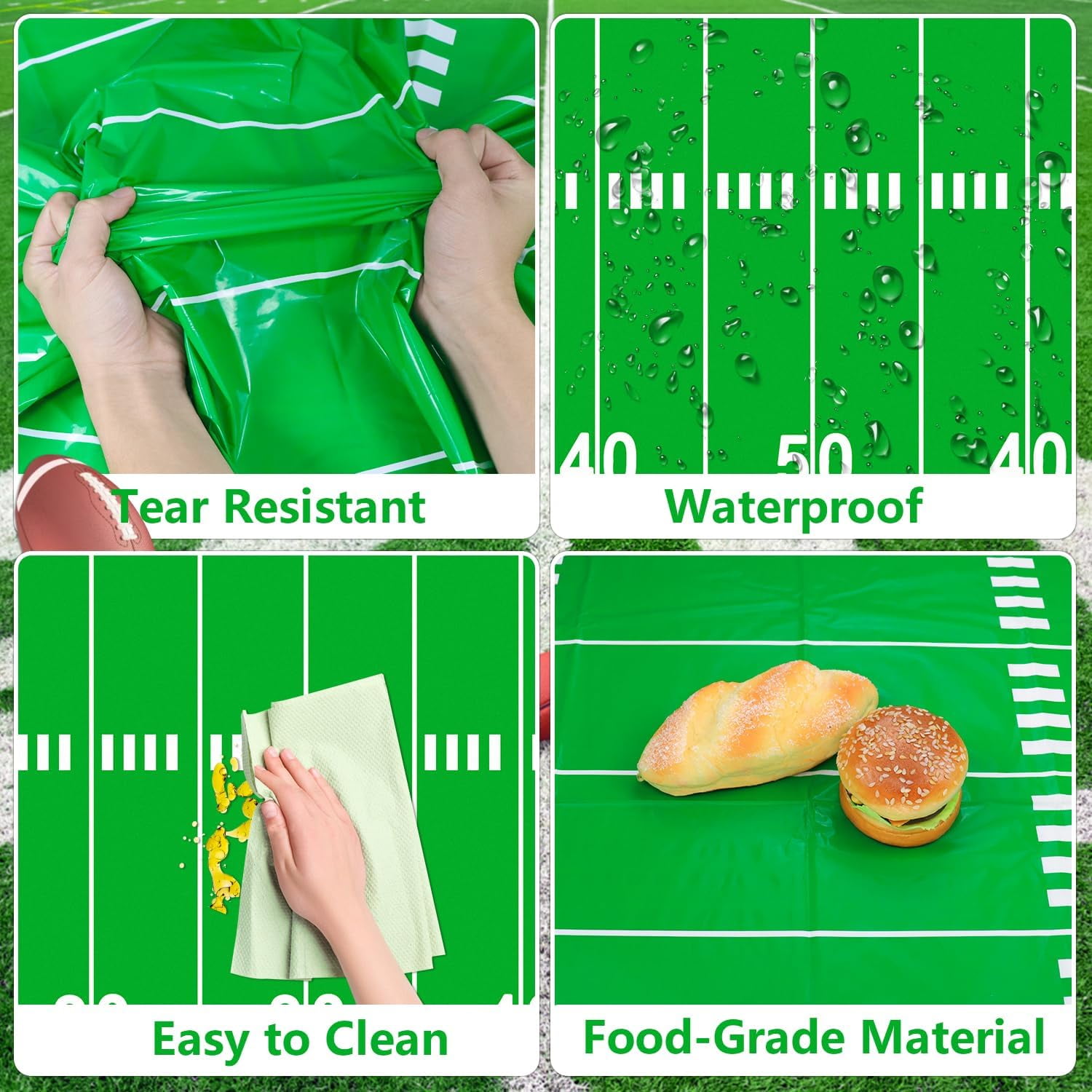 Football Party Supplies for 20 Guests, Disposable Tableware Set with Formation Tactics Plates, Football Field Tablecloth, Napkins – Game Day, Tailgate, Kids Birthday Party Essentials
