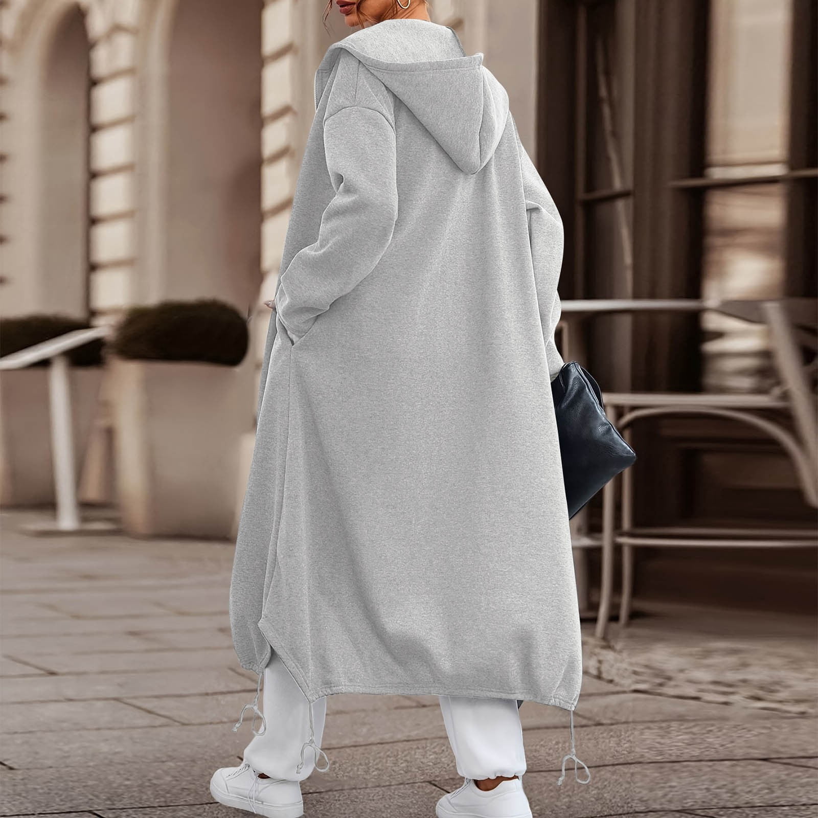 Ediodpoh Women’s Loose Zippered Long Cardigan for Women Sweatshirt Jacket Hooded with Pockets GY2 XXL