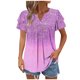 thumbnail image 1 of Camisas de Cuello de Tripulación de Manga Corta para las Mujeres Plisado Mangas de Ruffle, Cuello Redondo Casual Primavera Y Blusa de Verano, 1 of 7