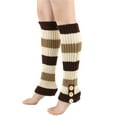 thumbnail image 2 of Besolor Leg Warmers for Women Fashion Striped Knit Ankle Socks Winter Warm Long Boot Socks with Button Accents, 2 of 5