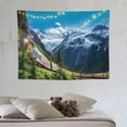 thumbnail image 4 of ONETECH  Mountain Tapestry Train and Yukon Railway Tapestry Wall Hangings Blue Sky White Clouds Forest Summer Alaska Scenic Wall Tapestry for Living Room Home Decoration, 4 of 7