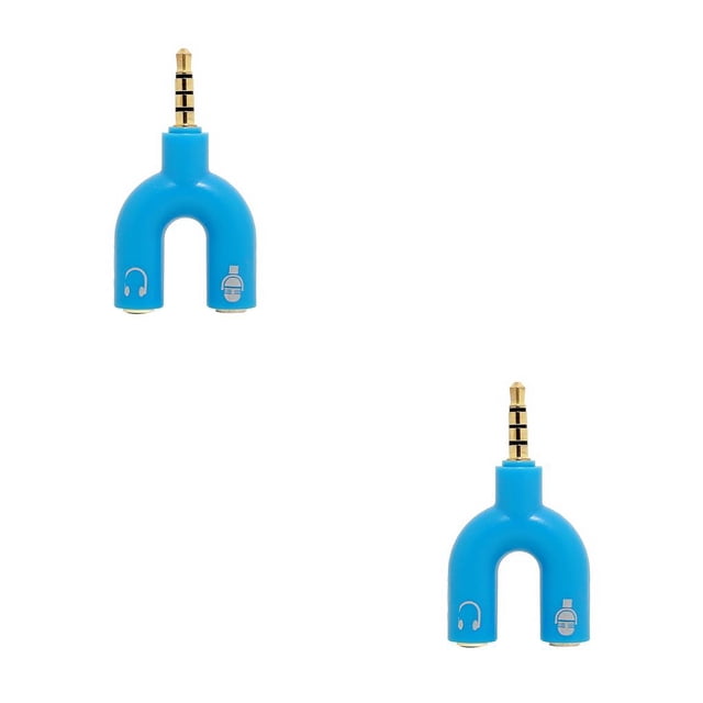 Matsuzay Divisor de audio de 3,5 mm Conector estéreo 2 en 1 Convertidor de sonido externo Micrófono Auriculares Computadora Tablet Accesorios azul azul 2piezas