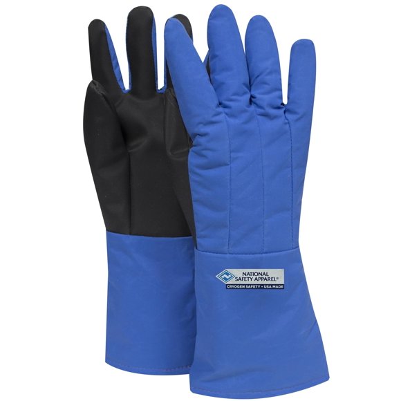 NATIONAL SAFETY APPAREL G99CRSGPXLMA Nylon Taslan and PTFE Mid-Arm Waterproof Safety Glove with SaferGrip Palm, Cryogenic, 14" - 15" Length, X-Large, Blue