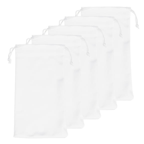 5pcs Eyeglass Pouch Soft Microfiber Sunglasses Storage Bag Protable Drawstring Pouch for Phone Glasses Jewellery, White