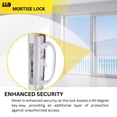 thumbnail image 4 of Sliding Door Mortise Lock and Trim Plate Keeper | 1" Wide With 5-1/4" Screw Holes With 45 Degree Keyway | Mortise Lock Latch Replacement Patio Glass Screen Door (DL-702), 4 of 6