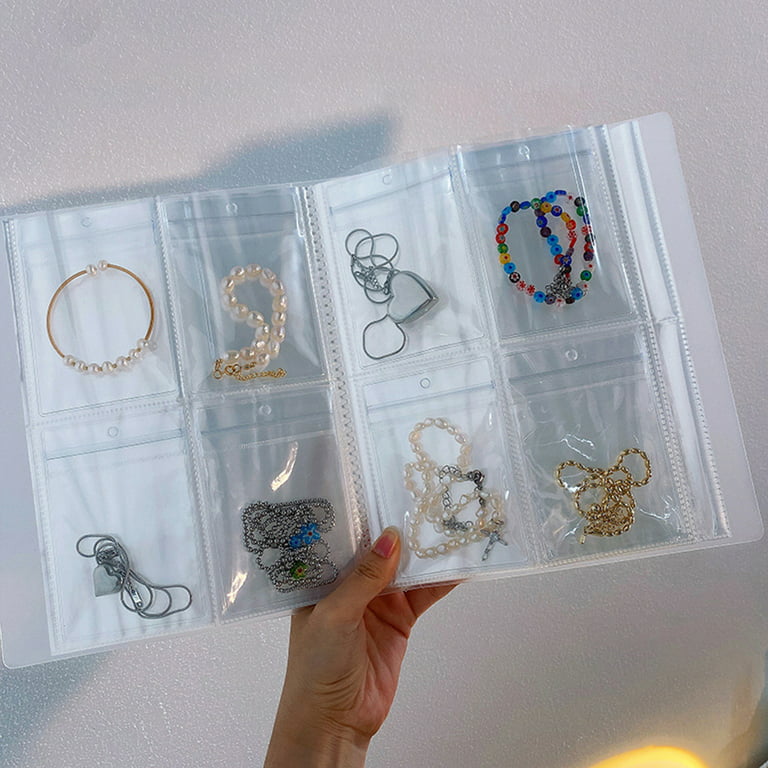 GMMGLT Portable Travel Jewelry Earring Organizer Storage Book Bag,Transparent Anti Oxidation Small Jewelry Earring Stud Necklace Ring Storage Booklet Holder