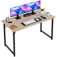 thumbnail image 1 of NiamVelo Computer desk 47'' Simple Desk with Adjustable Feet, Large Office Desk with Metal Legs, Modern Steel Frame Wood Study Desk for Home Office, Natural, 1 of 7