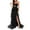 DT-Black, variant on DailyTrove Women's Feather Trim Evening Gown-Strapless-High-Slit-Polyester-for Gala/Wedding- Feather